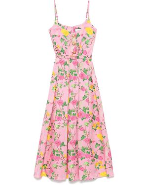 Nissa Belted Viscose Midi Dress - Pink