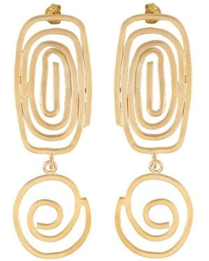 LINYA JEWELLERY Big Geometric Round Spiral Dangle Earring - Metallic