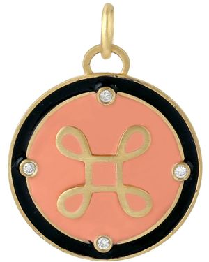 Artisan Gold Diamond Designer Pendant Enamel - Black