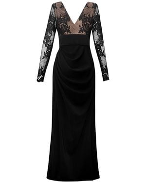 ALINA CERNĂTESCU Neutrals Osvia Maxi Lace Evening Dress - Black