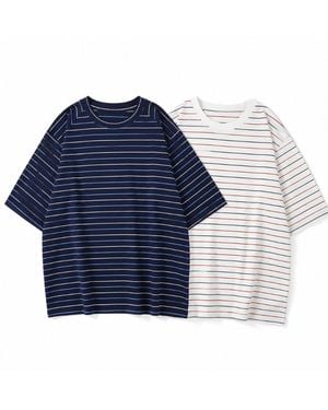 Clothes by Locker Room Set Of Two Oversized Striped T-Shirts - Blue