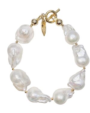 Farra Timeless Natural Baroque Pearls Bracelet - White