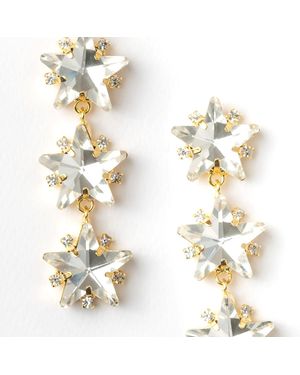 Achala Handcrafted Neutrals Via Delle Stelle Crystal Star Earrings - Metallic