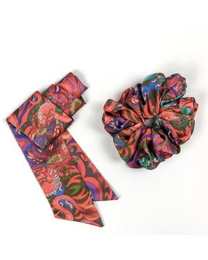 Janara Jones Fantasy Satin Twilly & Scrunchie Set - Red