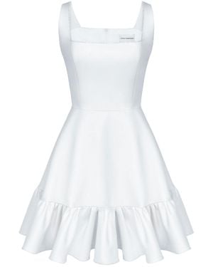 POST MERIDIEM Bottom Flounced Strap Mini Dress - White