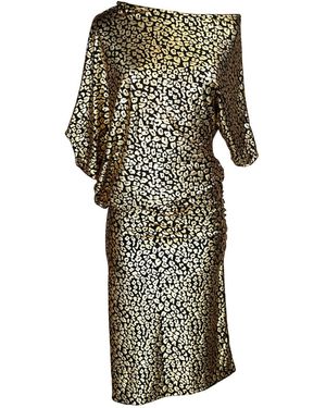 Jennafer Grace Golden Metal Leopard Angle Dress - Green