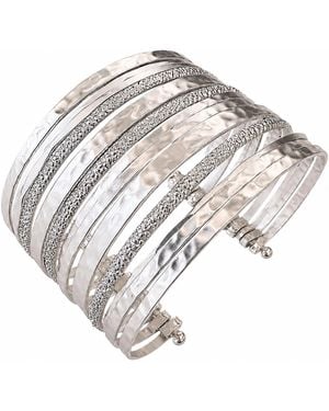 Rare Matters Jewelry Artisan Hammered Multi Wire Statement Cuff - Metallic