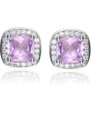 Genevive Jewelry Rachel Glauber Plated Square Stud Earrings With Cubic Zirconia - Purple