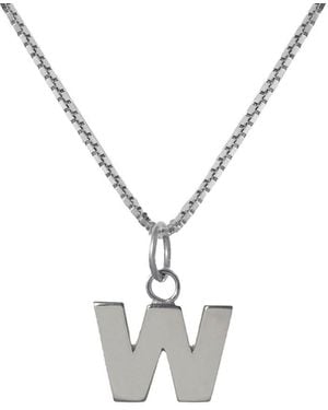 Edge Only Letter Pendant "W" Initial Necklace Sterling - Metallic