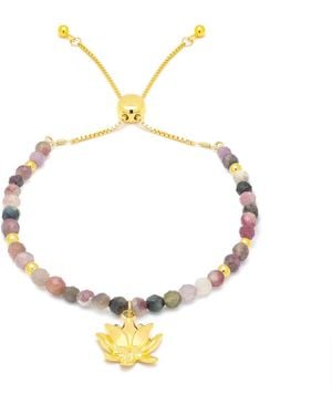 Seven Saints Strength Of Spirit, Rising Lotus Tourmaline Bracelet, Over Sterling - Metallic