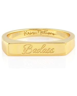 Kris Nations Badass Script Engraved Ring Vermeil - Yellow