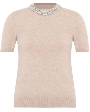 Theo the Label Nomia Embellished Knit Tee - Natural