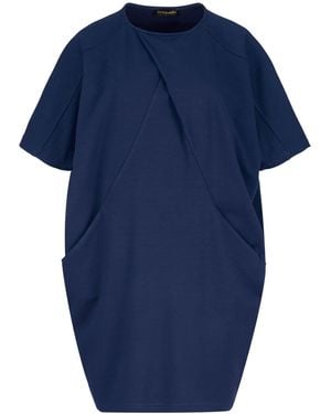 Conquista Oversized Heavy Jersey Dress with Pockets - Blue