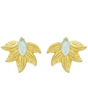 Marcia Moran Lili Stud Earrings With Aqua Doublet Stone - Yellow