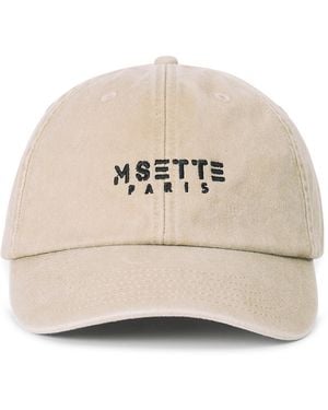 M Sette Paris Neutrals Signature Embroidered Cap - Natural
