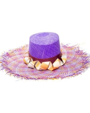 ORTUS Gulupa Straw Boater Hat - Purple