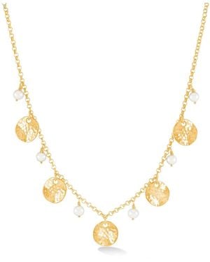 Dower & Hall Pearl & Disc Collar Necklace - Metallic