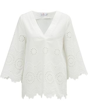 Peraluna Hiromi V-Neck Bell Sleeve Blouse - White