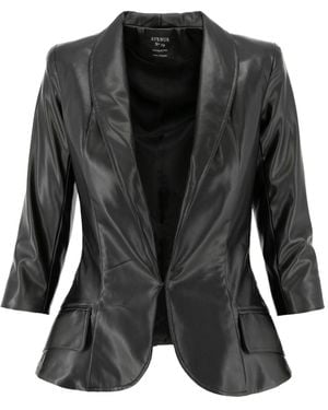 AVENUE No.29 Structured Eco Leather Blazer - Black