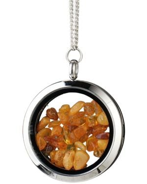 My Little Nature Designer Jewellery Necklace With Natural Amber Stones - Black