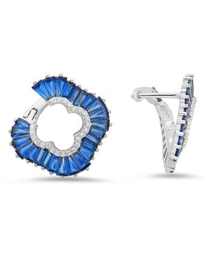 Kylie Harper Sapphire Clover Statement Hoop Earrings - Blue