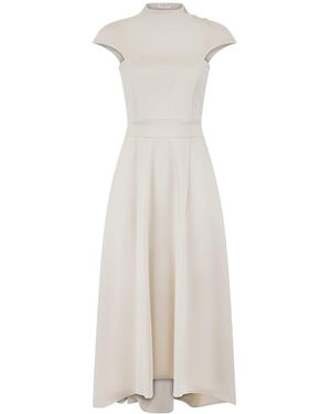Celestine & Mae Neutrals High Neck Waterfall Midi Dress - White