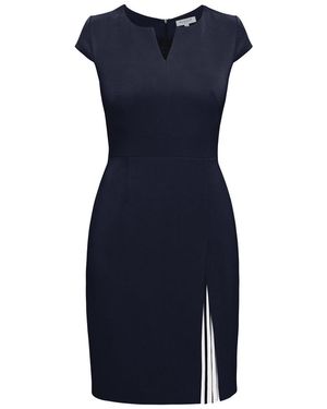Rumour London Mariana Stretch Crepe Dress With Capped Shoulder & Pleated Deatail - Blue
