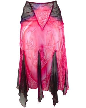 Paloma Lira Cherry Crystal Chiffon Skirt - Red