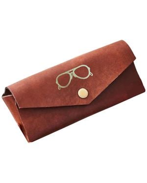 VIDA VIDA Tan Leather Glasses Case - Red