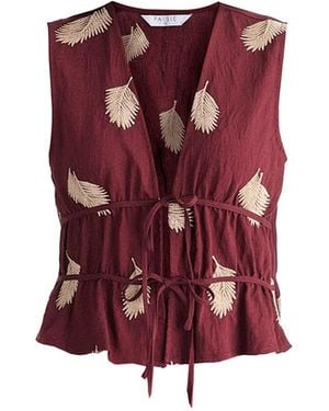Paisie Leaf Embroidered Tie Front Waistcoat