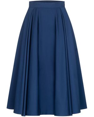 Marianna Déri Pleated Cotton Sateen Skirt - Blue