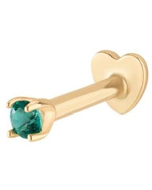 Vanhi 14K Solid Emerald Flat Back Stud - Metallic