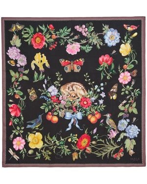 Fable England Alice's Garden Narrative Square Scarf - Green