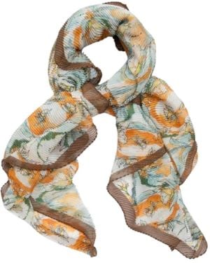 Saachi Floral And Fruit Pleated Scarf - Metallic