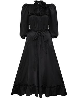 Lisa The Label Le Jardin Long Plumerella Dress - Black