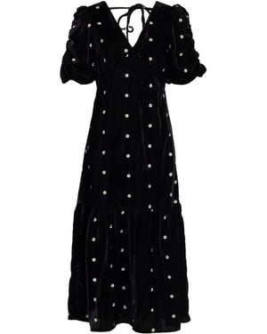Rose & Nancy Mila Velvet Midi Dress - Black