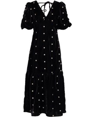 Rose & Nancy Mila Velvet Midi Dress - Black
