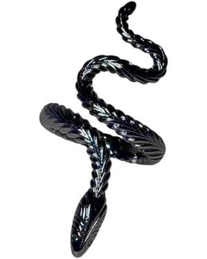 Jagged Halo Jewelry Serpent Ring Rhodium - Black
