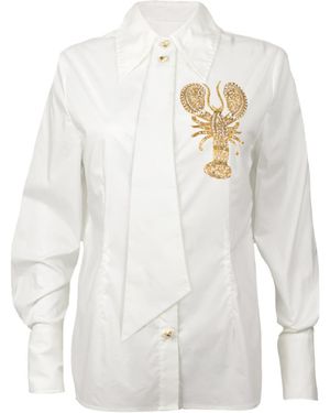 Laines London Laines Couture Tie Shirt With Embellished Lobster - White