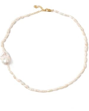 The Link Between Baroque Rice Pearl Necklace - Metallic