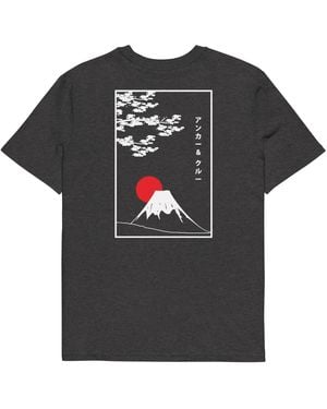 Anchor and Crew Heather Mount Fuji Landmark Organic Cotton T-Shirt - Black