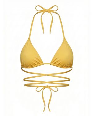 Yesudare Dubai Triangle Tie Bikini Top – Italian Lemon Sorbet - Metallic