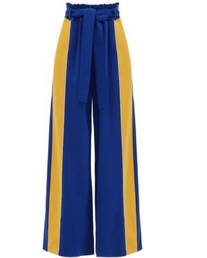 Julia Allert Belted High Waist Wide Leg Trousers – - Blue