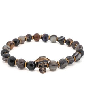 Ebru Jewelry Cowboy Hat Skull Agate Bracelet - Metallic