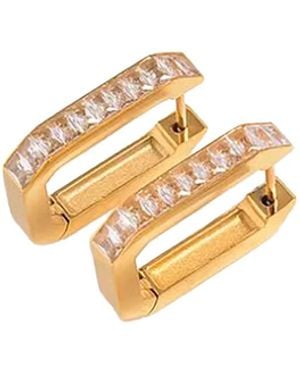 Isaiah 54:17 The Rectangle Diamond Hoops - Metallic
