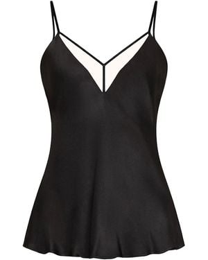 Nissa Tulle-Insert Viscose Top - Black