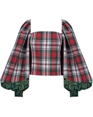 Emanmoon Plaid Top - Red