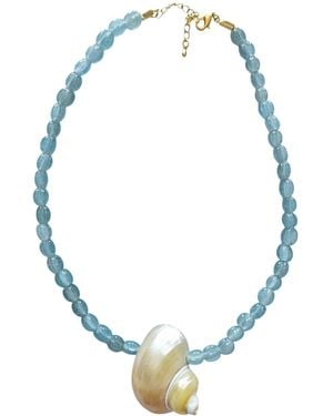 OhSun Gemma Turbo Shell & Glass Bead Necklace - Blue