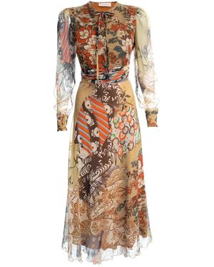 Sofia Tsereteli Long Patterned Dress - Natural