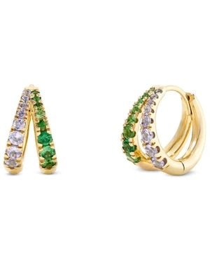 Dinny Hall Signature Duo Tanzanite & Tsavorite Huggie Hoops - Metallic